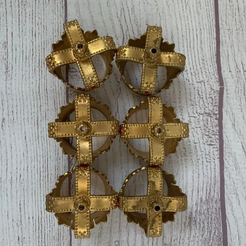 Vintage Wilton Gold King Crown Cake Toppers Set of 6 Cupcake Candle Holders